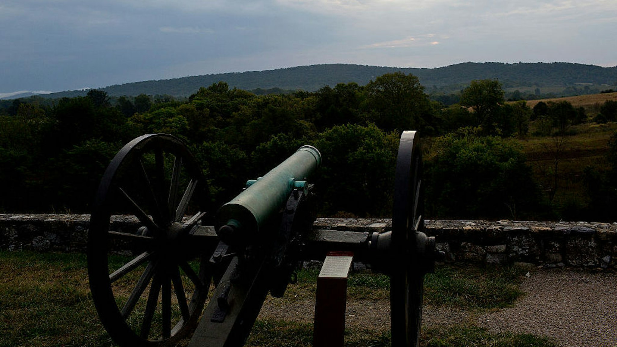 A cannon overlooks the ridge at the Antietam battlefield where Union troops under the command of General Burnside crossed a creek and climbed the hill below in an atack on the Confederate lines in 1862, September 18, 2016. (Photo by Andrew Lichtenstein/Corbis via Getty Images)