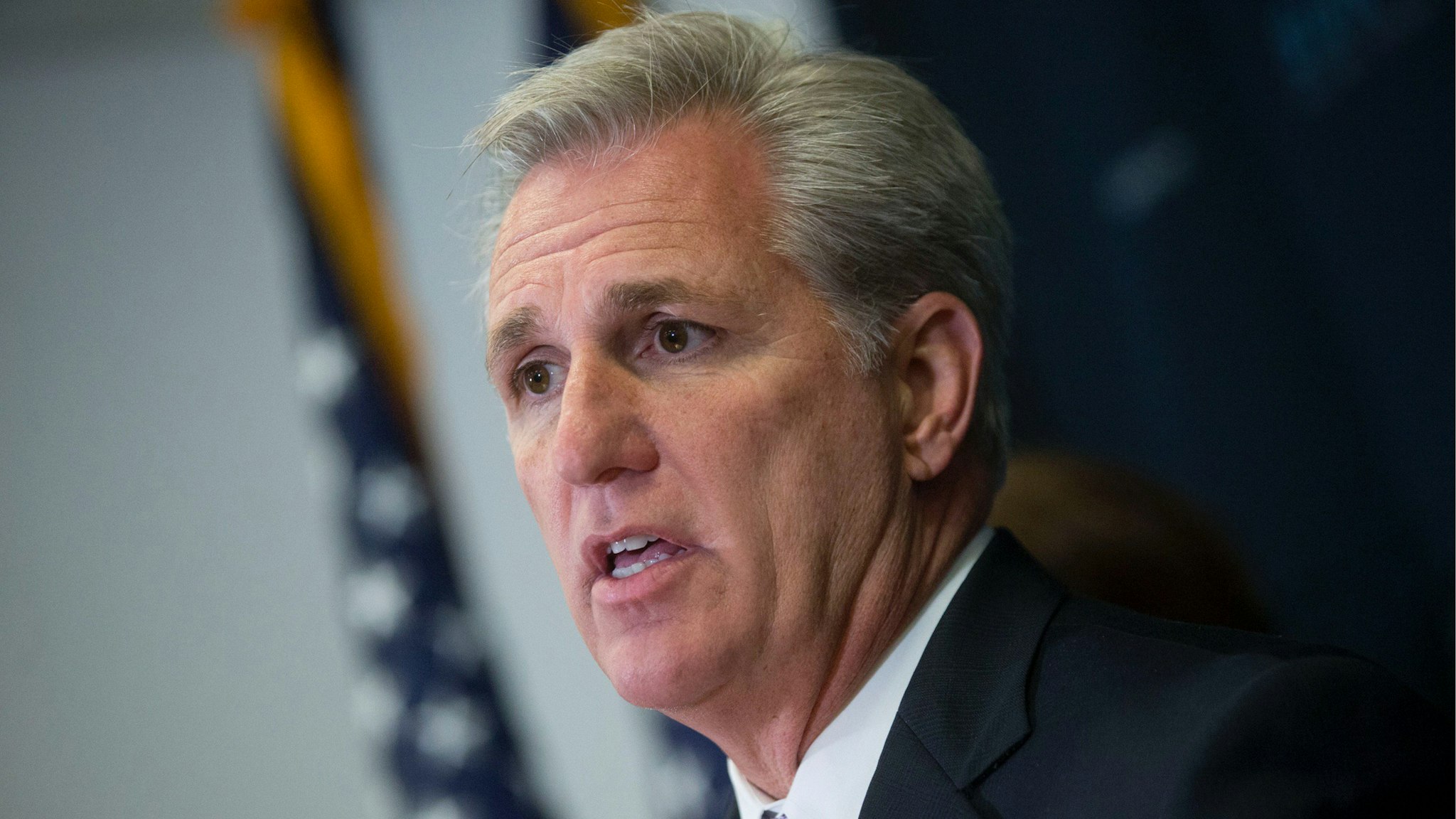 House Majority Leader Kevin McCarthy, a Republican from California, speaks during a news conference after a House Republican meeting at the U.S. Capitol in Washington, D.C., U.S., on Wednesday, Oct. 21, 2015.