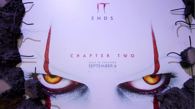 A poster is seen on the red carpet ahead of the World premiere of "It Chapter Two" at the Regency Village theatre in Westwood, California on August 26, 2019.