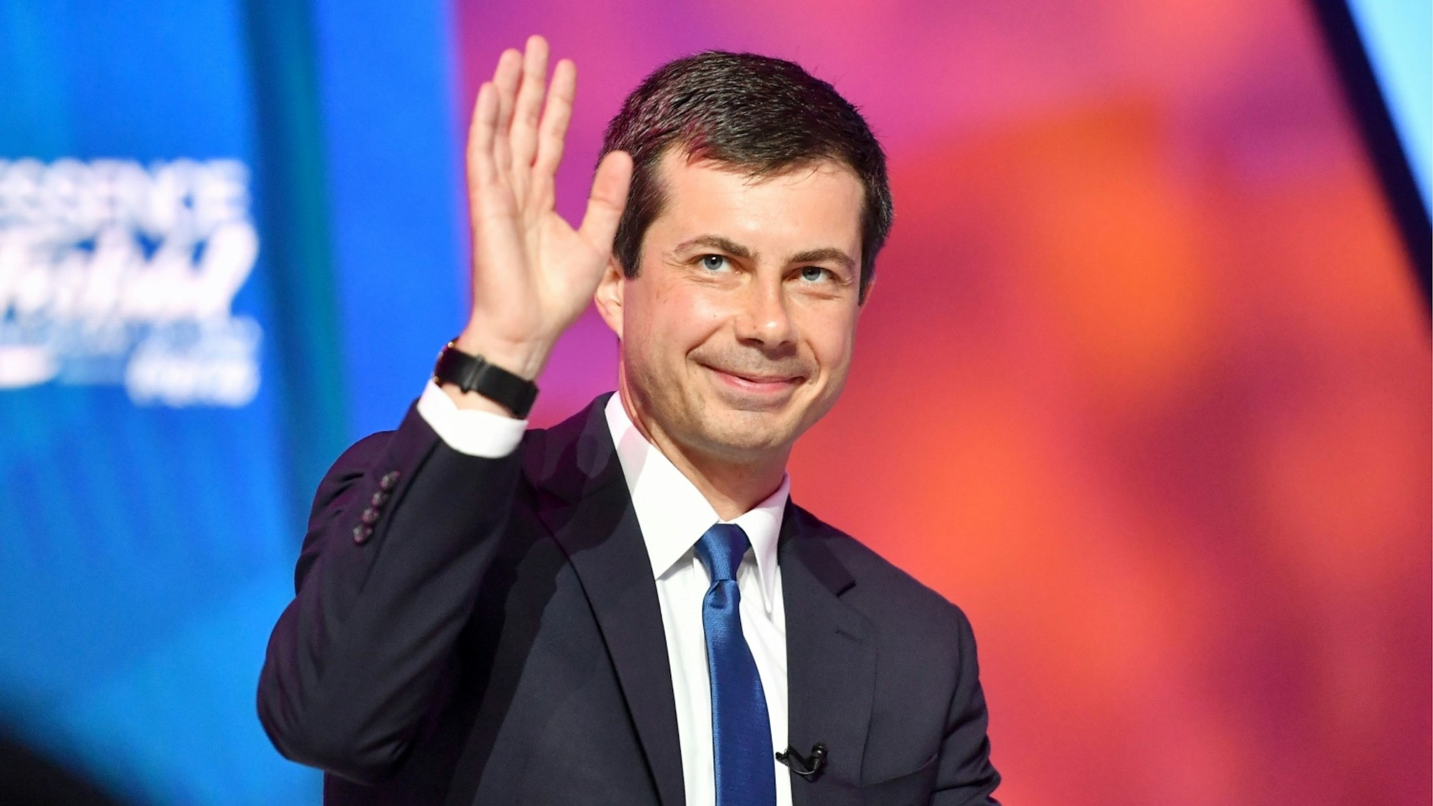 Mayor Pete Buttigieg speaks on stage at 2019 ESSENCE Festival Presented By Coca-Cola at Ernest N. Morial Convention Center on July 07, 2019 in New Orleans, Louisiana.