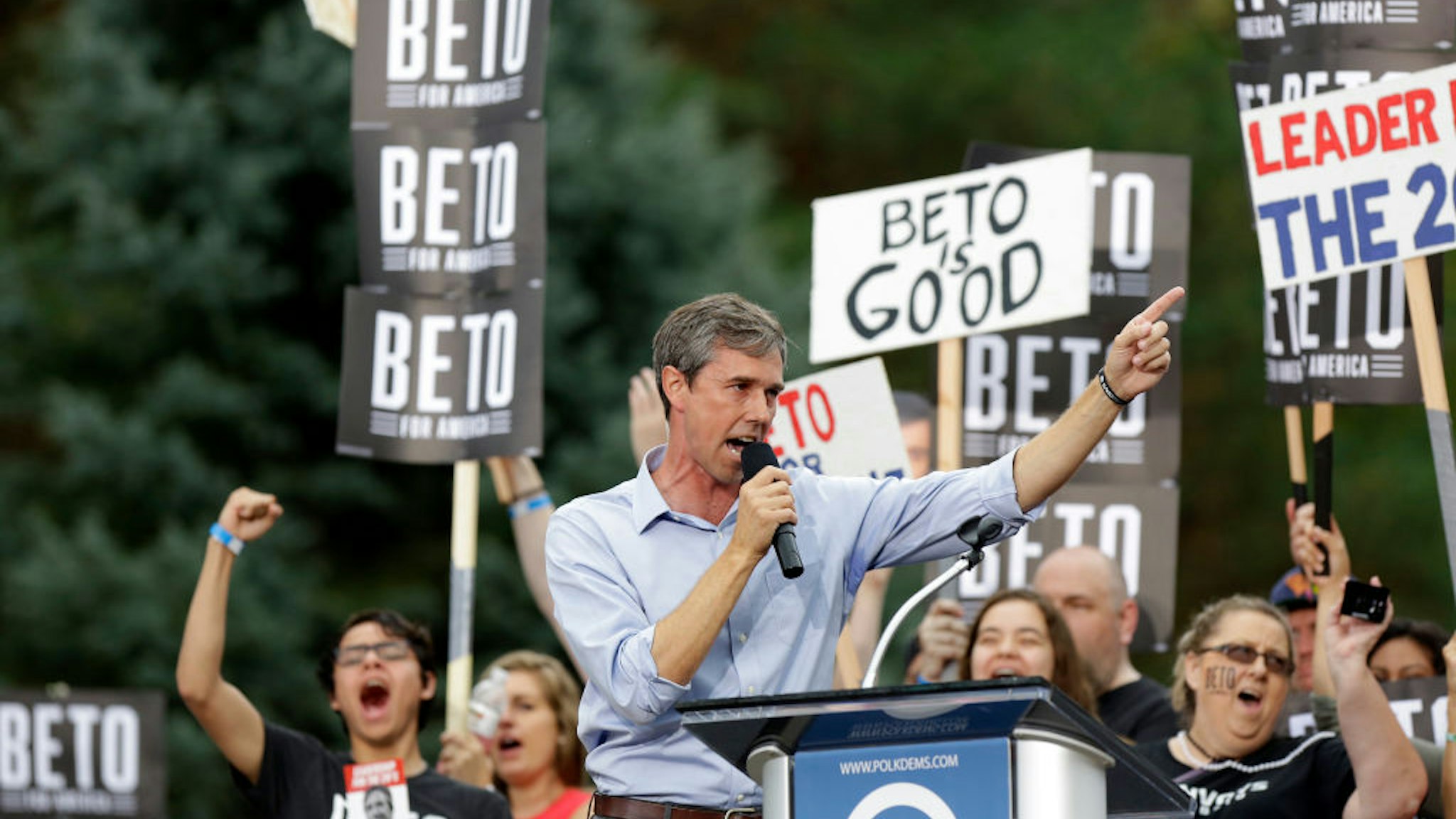 Democratic presidential candidate, former Rep. Beto O’Rourke (D-TX) speaks during the Democratic Polk County Steak Fry on September 21, 2019 in Des Moines, Iowa.