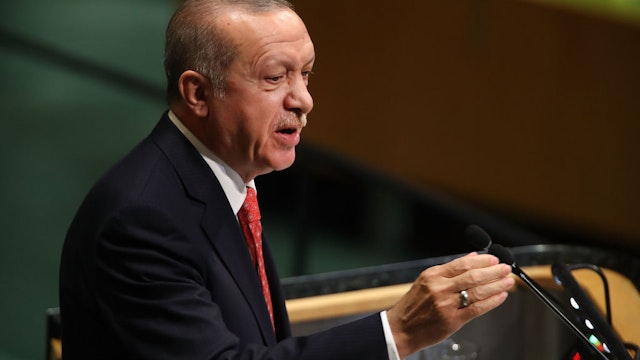 NEW YORK, NY - SEPTEMBER 25: Turkish President Recep Tayyip Erdogan addresses the 73rd United Nations (U.N.) General Assembly on September 25, 2018 in New York City.