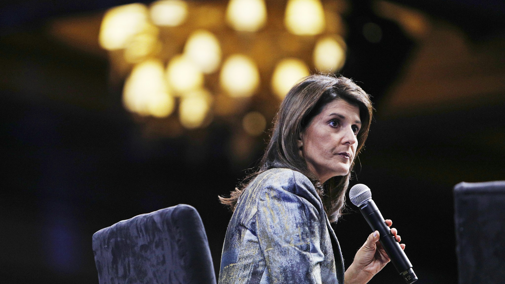 Nikki Haley, former U.S. ambassador to the United Nations (UN), pauses during the Skybridge Alternatives (SALT) conference in Las Vegas, Nevada, U.S., on Thursday, May 9, 2019. SALT brings together investors, policy experts, politicians and business leaders to network and share ideas to unlock growth opportunities in finance, economics, entrepreneurship, public policy, technology and philanthropy.