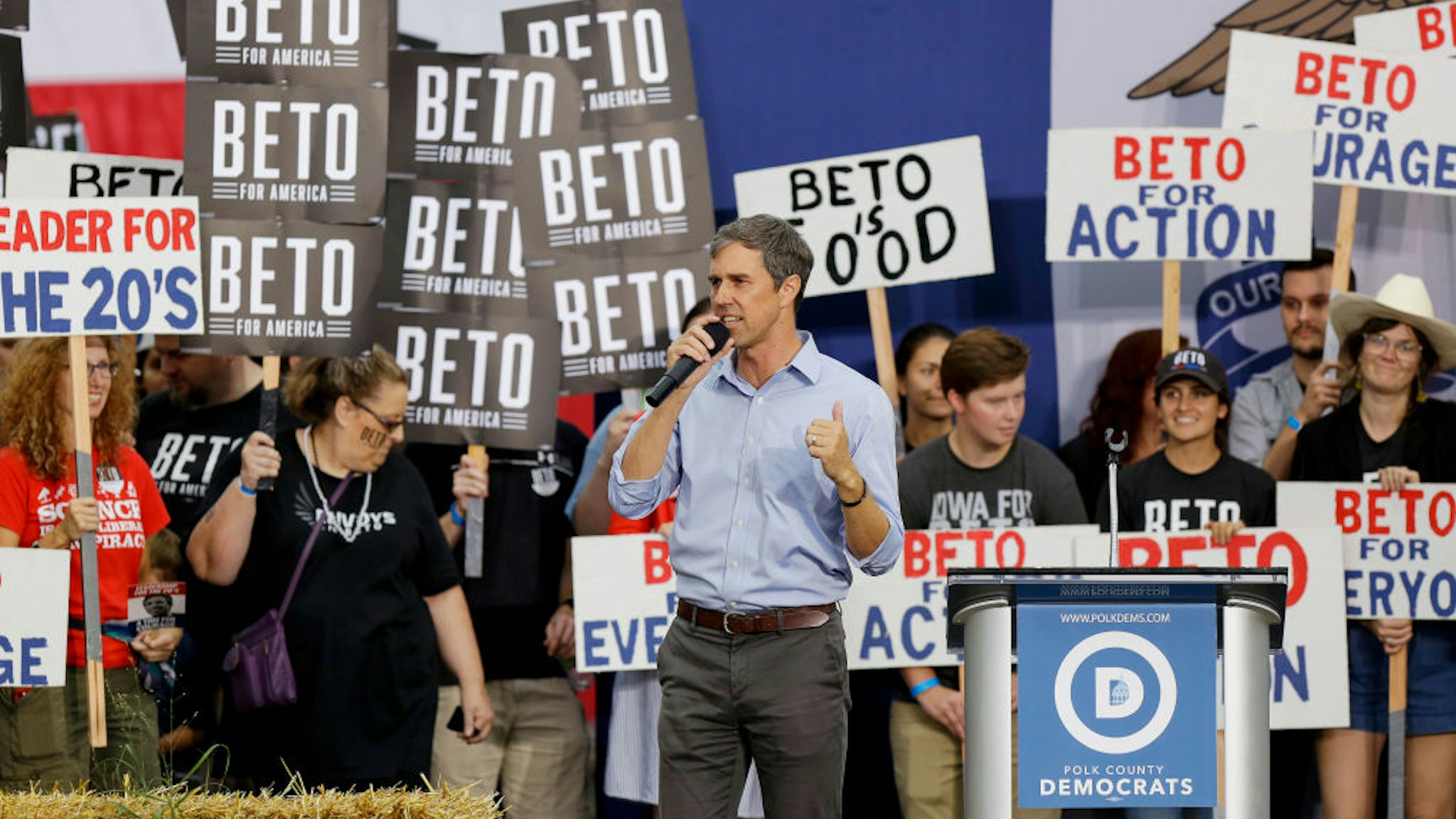 Democratic presidential candidate, former Rep. Beto O’Rourke (D-TX) speaks during the Democratic Polk County Steak Fry on September 21, 2019 in Des Moines, Iowa.