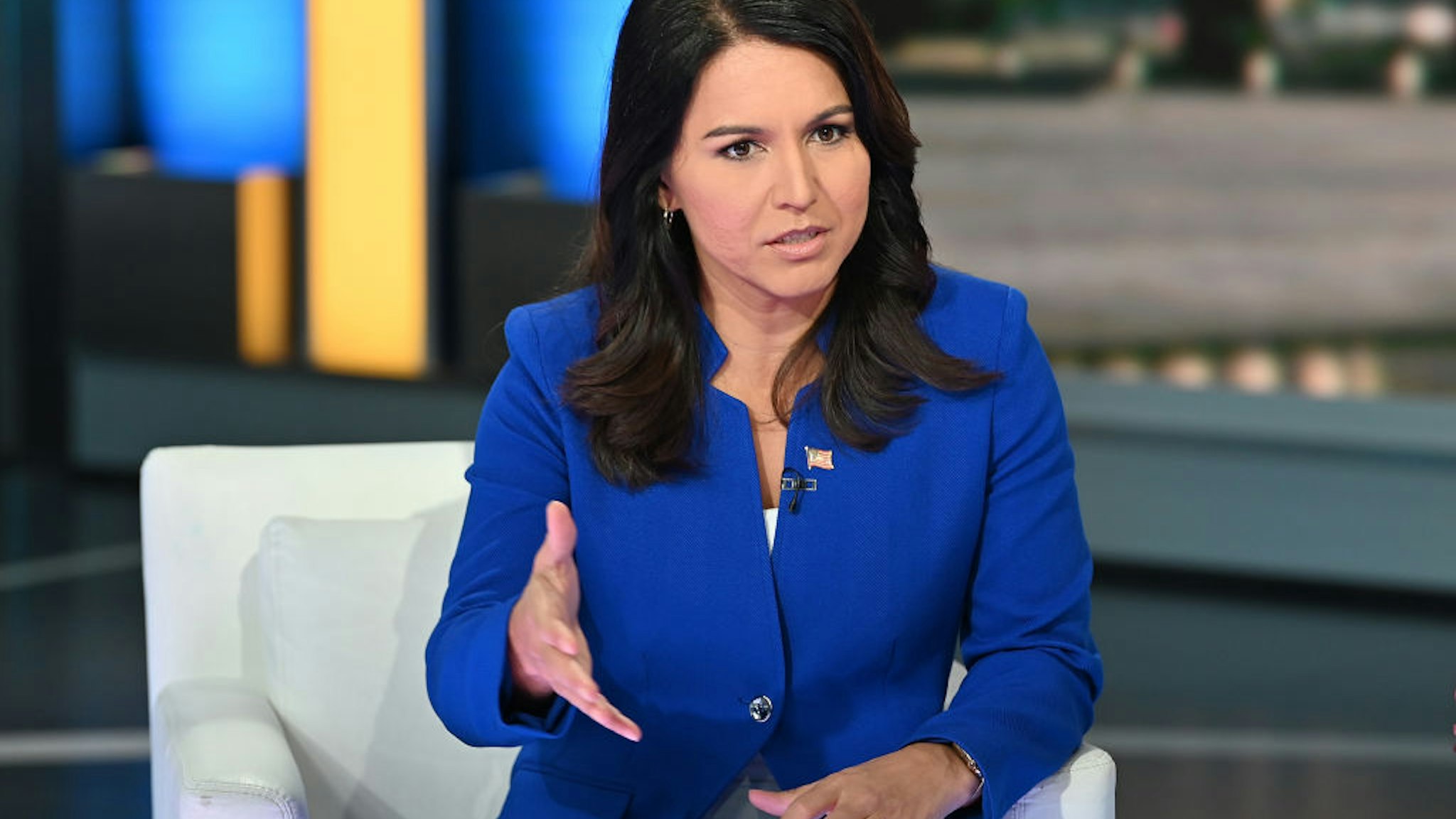 Democratic Presidential Candidate Tulsi Gabbard visits "FOX & Friends" at Fox News Channel Studios on September 24, 2019 in New York City