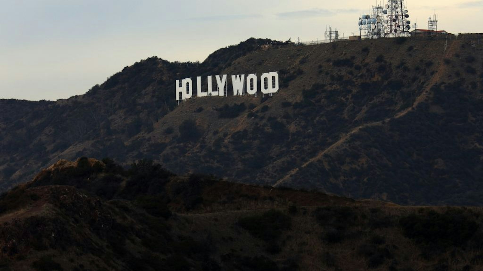 homas Fisk Goff's famous 'Hollywood Sign' atop Mount Lee in the Hollywood Hills area of the Santa Monica Mountains photographed from the Griffith Observatory in Los Angeles, California on January 15, 2018.
