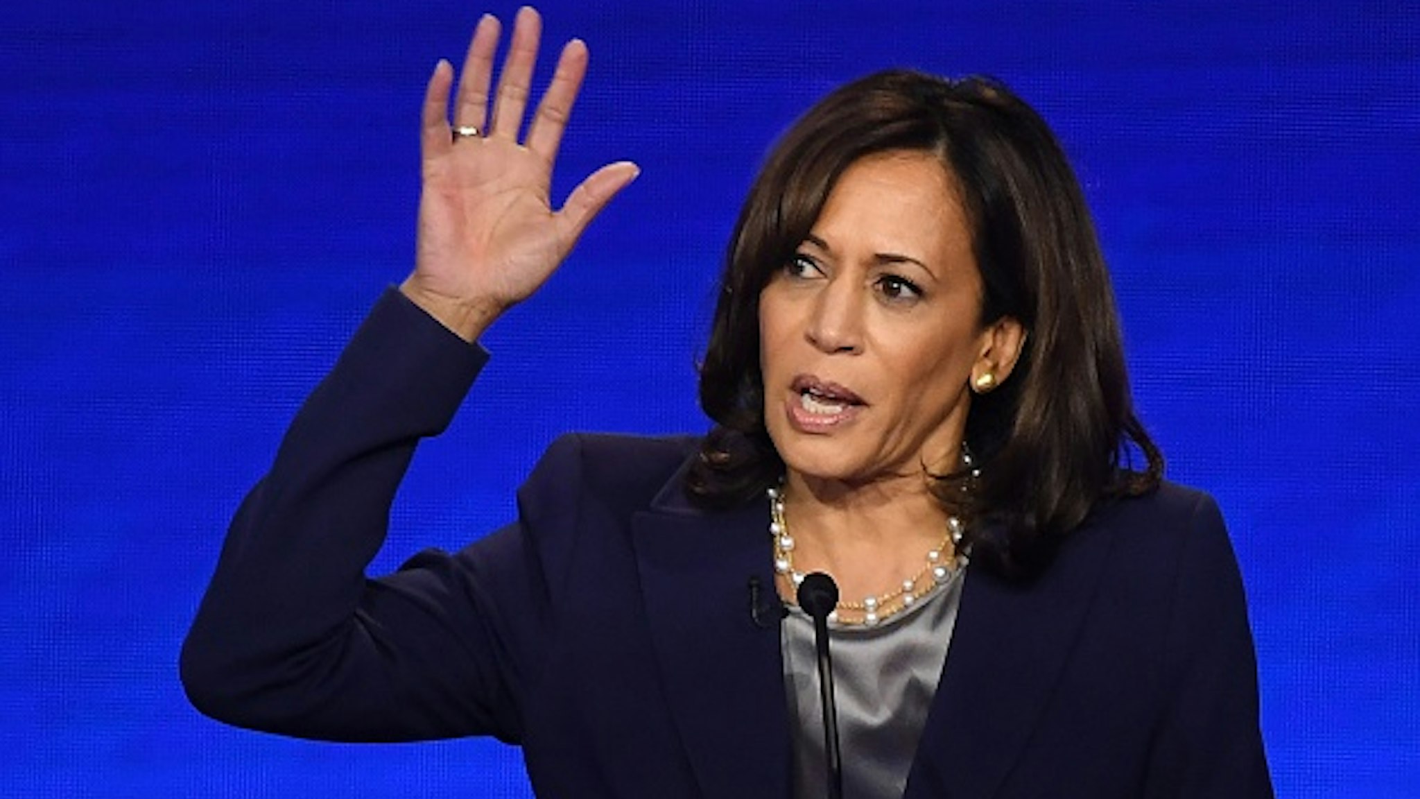 Democratic presidential hopeful California Senator Kamala Harris speaks during the third Democratic primary debate of the 2020 presidential campaign season hosted by ABC News in partnership with Univision at Texas Southern University in Houston, Texas on September 12, 2019.