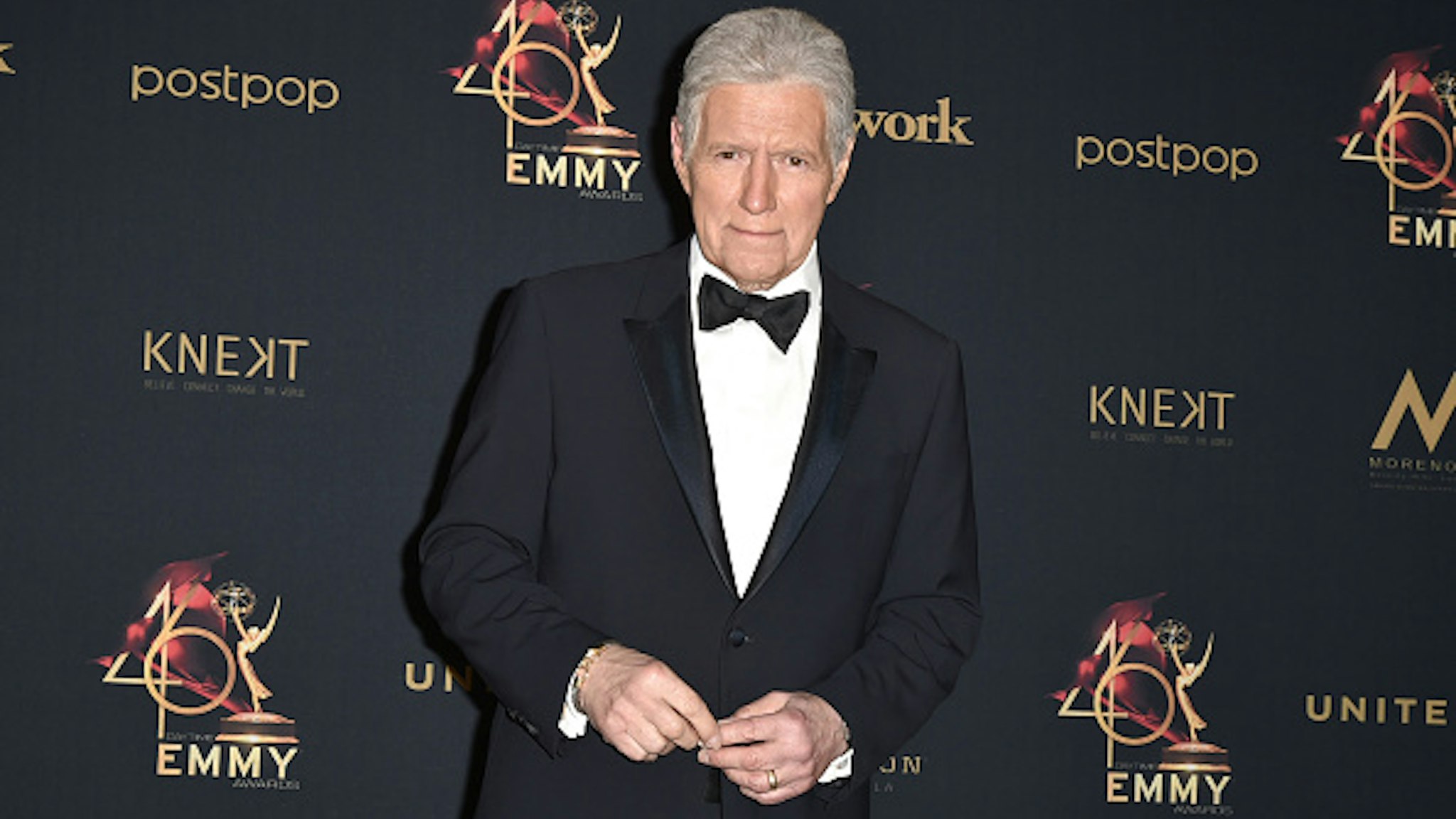 PASADENA, CALIFORNIA - MAY 05: Alex Trebek, winner of the Outstanding Game Show Host award, poses at the 46th Annual Daytime Emmy Awards - Press Room at Pasadena Civic Center on May 05, 2019 in Pasadena, California.