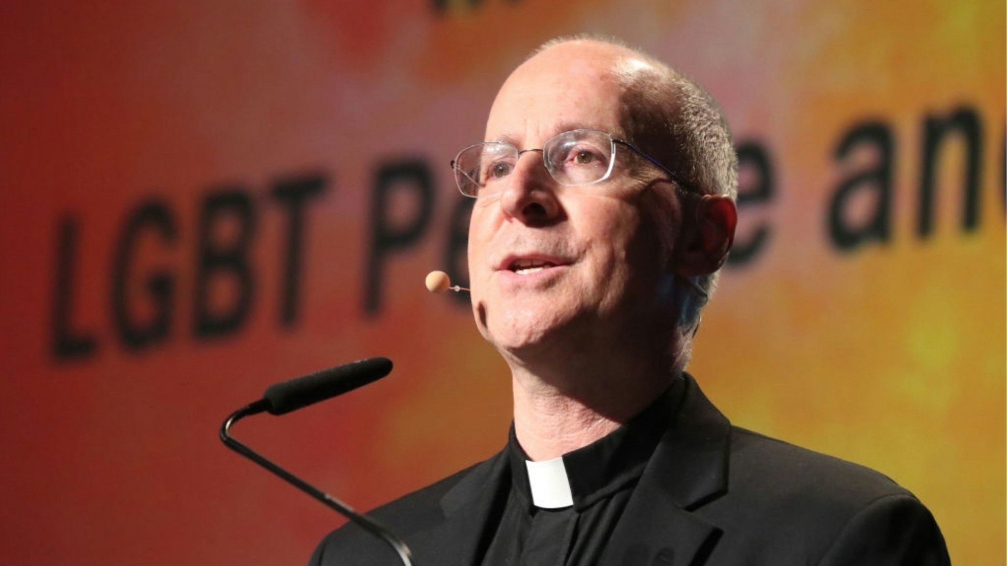 US priest Father James Martin speaking at the world meeting of families in Dublin, on how the Catholic Church can welcome members of the LGBT community.