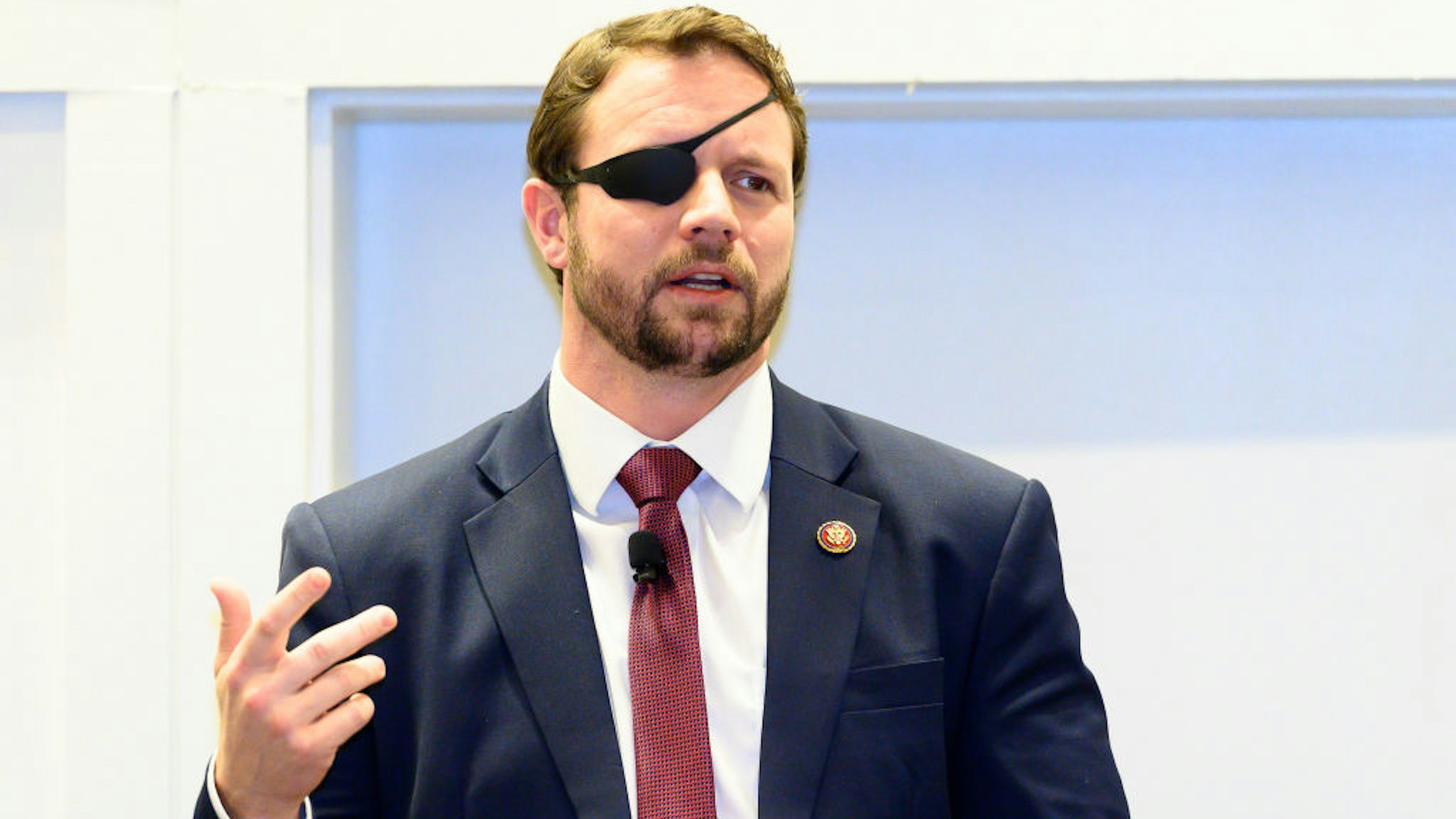 Dan Crenshaw seen speaking at the American Conservative Union's Conservative Political Action Conference