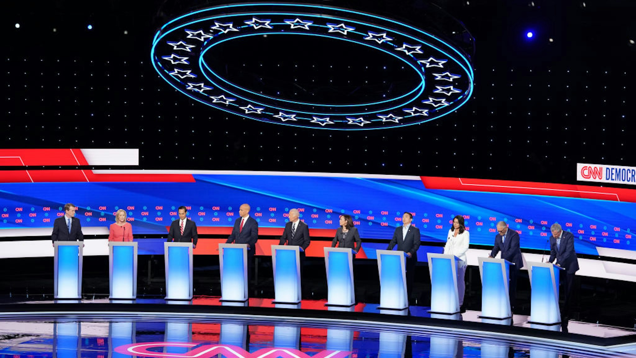 20 Democratic presidential candidates were split into two groups of 10 to take part in the debate sponsored by CNN