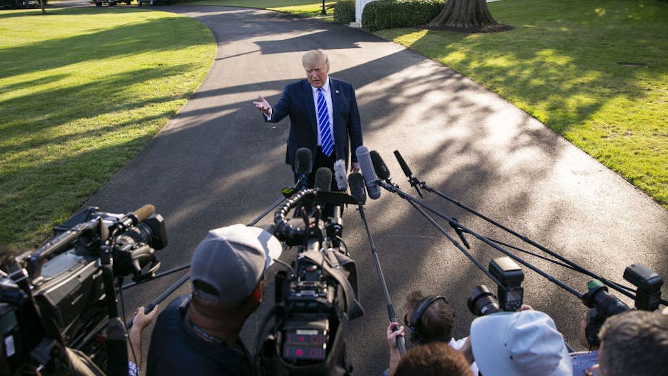 Top Progressive Site Thought Trump’s Election Would Spark Comeback; Now It’s Closing Up Shop U.S. President Donald Trump speaks to members of the media before boarding Marine One on the South Lawn of the White House in Washington, D.C., U.S., on Friday, Aug. 30, 2019.