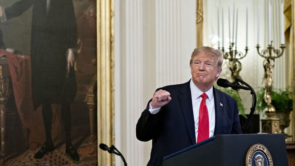 donald_trump_gi.jpg U.S. President Donald Trump gestures before presenting the Presidential Medal of Freedom to Mariano Rivera, not pictured, in the East Room of the White House in Washington, D.C., U.S., on Monday, Sept. 16, 2019.