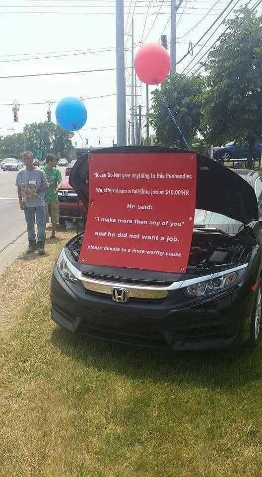 Car Dealership’s Sign Warning The Public About A Panhandler Goes Viral