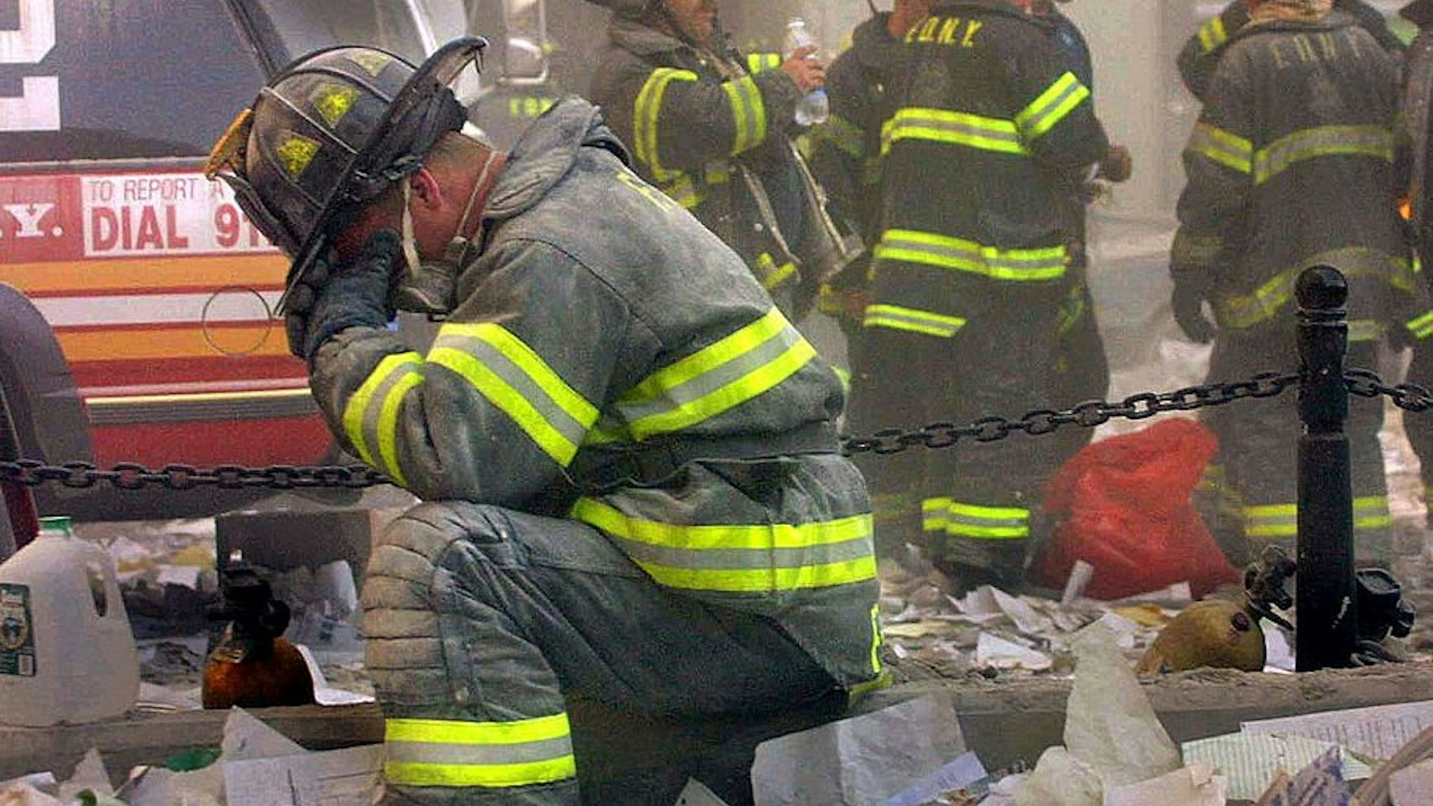 Firefighter Weeps At Ground Zero, Sept. 11 2001