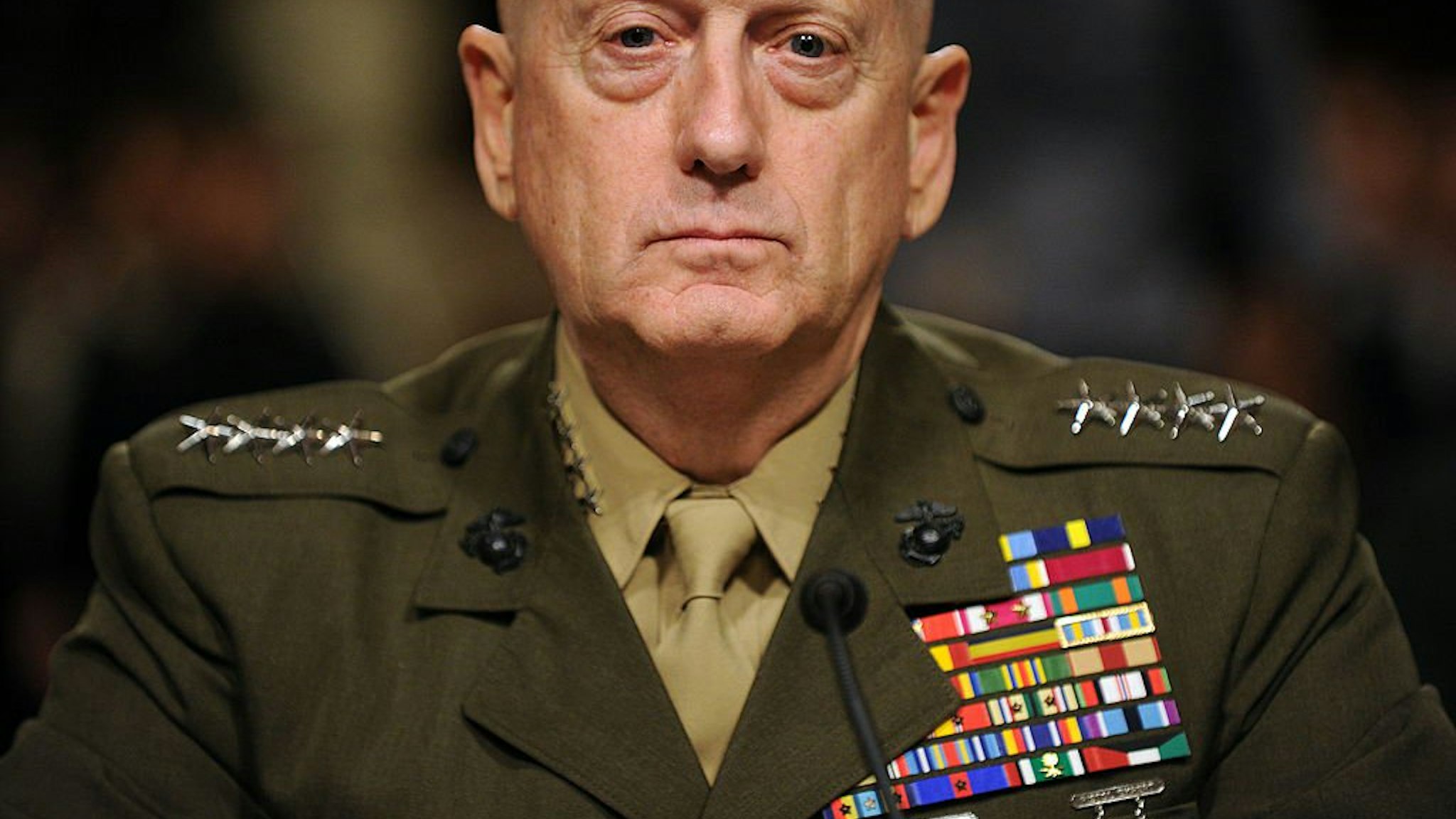 US Marine Corps General James Mattis waits to testify before the Senate Armed Service Committee for his reappointment to the grade of general and to be commander of the United States Central Command or CENTCOM on July 27, 2010 on Capitol Hill in Washingto