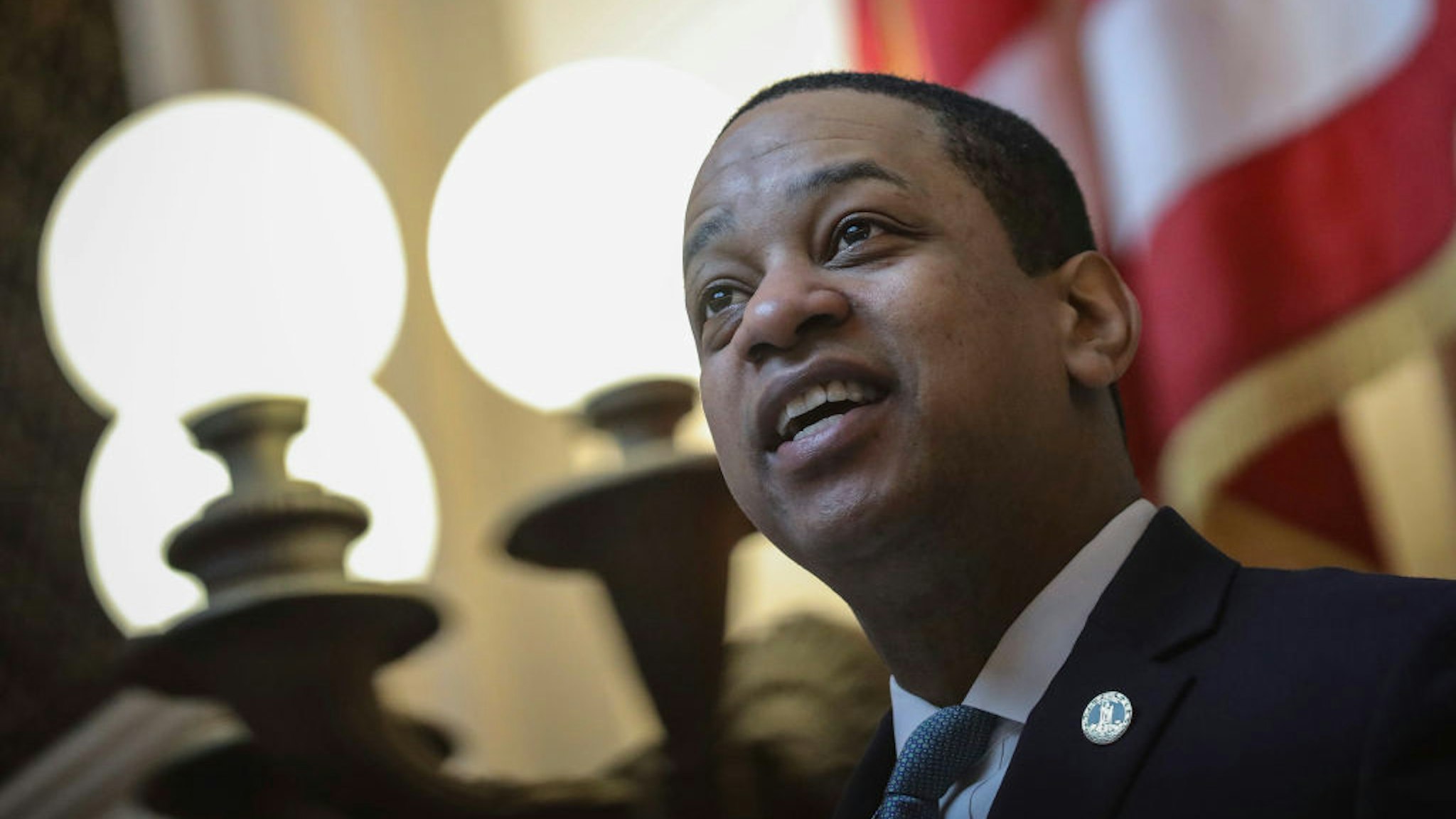 Virginia Lt. Governor Justin Fairfax presides over the Senate at the Virginia State Capitol, February 7, 2019 in Richmond, Virginia.