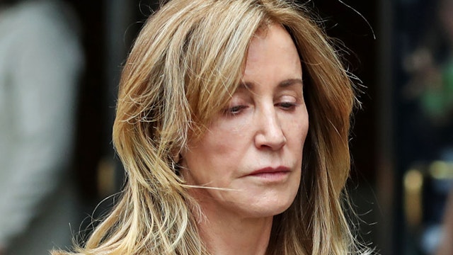 Actress Felicity Huffman leaves the John Joseph Moakley United States Courthouse in Boston on May 13, 2019.