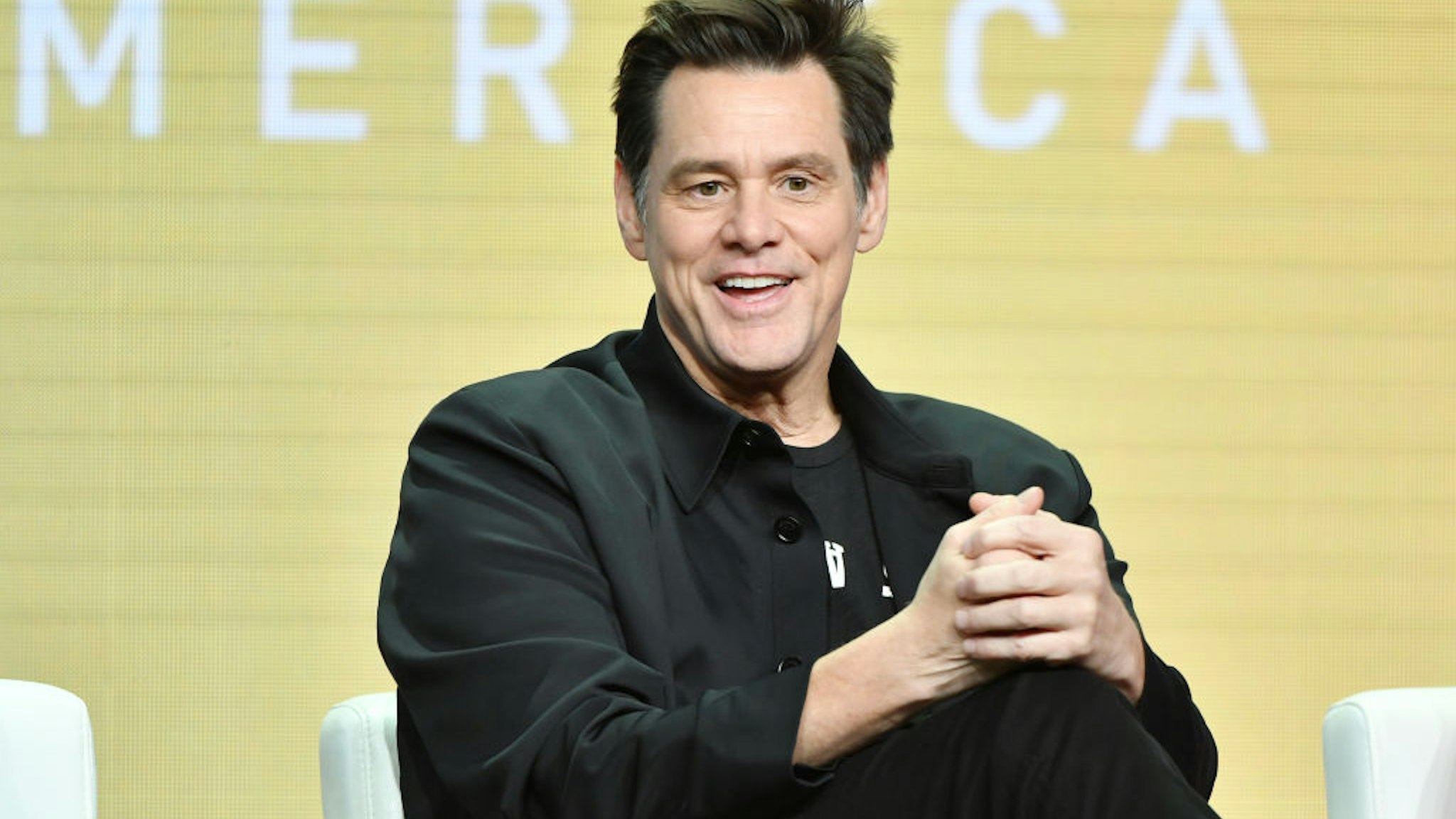 Jim Carrey of "Kidding" speaks during the Showtime segment of the 2019 Summer TCA Press Tour at The Beverly Hilton Hotel on August 2, 2019 in Beverly Hills, California.