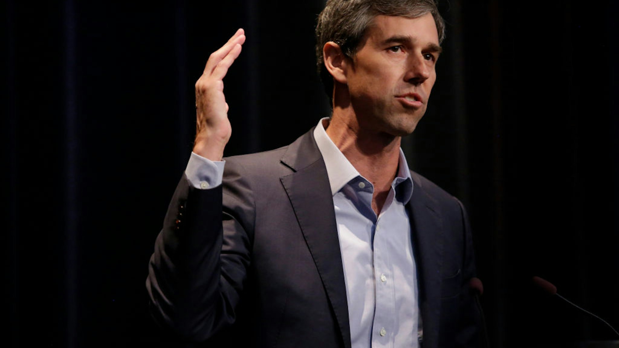 ALTOONA, IA - AUGUST 21: Democratic presidential candidate and former Rep. for Texas Beto O'Rourke speaks at the Iowa Federation Labor Convention on August 21, 2019 in Altoona, Iowa. Candidates had 10 minutes each to address union members during the convention. The 2020 Democratic presidential Iowa caucuses will take place on Monday, February 3, 2020.(