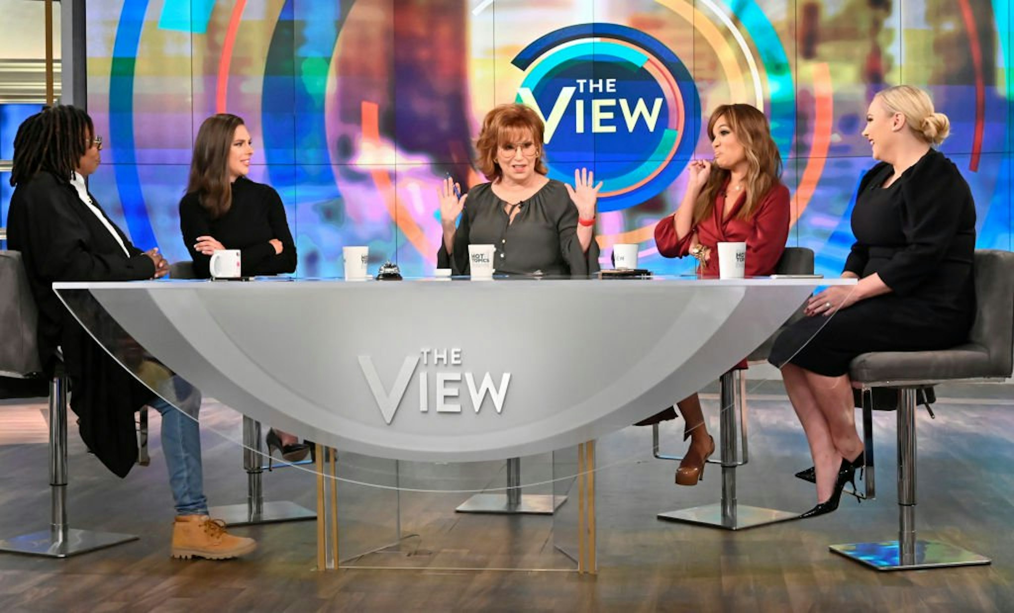 THE VIEW - Stephen King is the guest today, Wednesday, September 11, 2019. "The View" airs Monday-Friday 11am-12pm, ET on ABC. (Jeff Neira/Walt Disney Television via Getty Images) WHOOPI GOLDBERG, ABBY HUNTSMAN, JOY BEHAR, SUNNY HOSTIN, MEGHAN MCCAIN