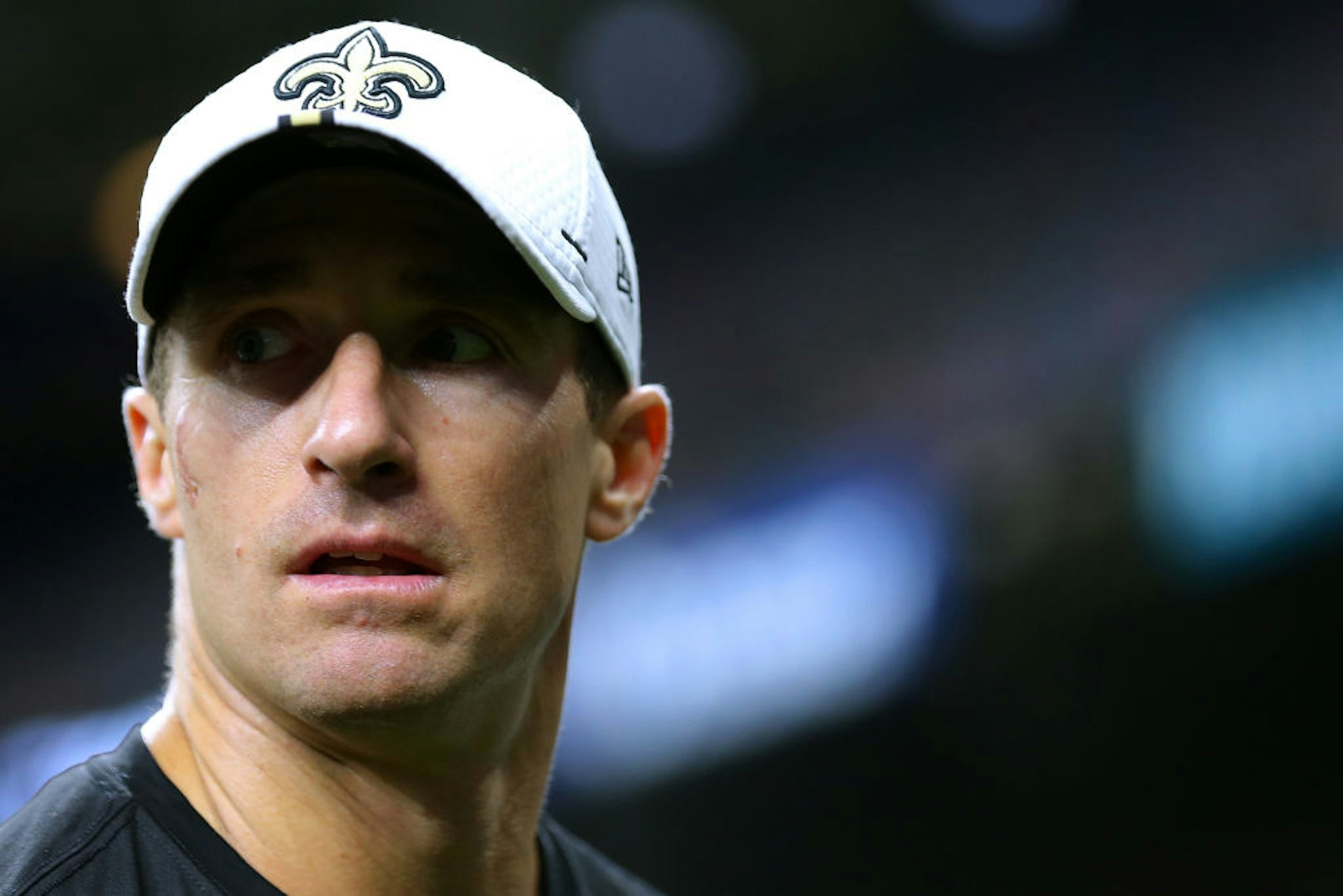 Drew Brees #9 of the New Orleans Saints during a preseason game at the Mercedes Benz Superdome on August 09, 2019 in New Orleans, Louisiana.
