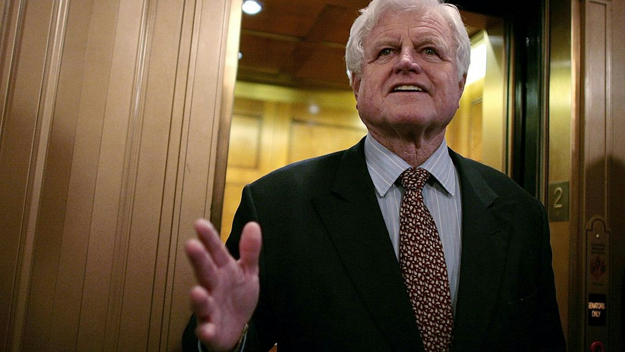 WASHINGTON - JANUARY 30: Senator Ted Kennedy (D-MA) talks with the news media after walking off the floor of the US Senate after a roll call vote to achieve cloture on the nomination of Judge Samuel Alito to the US Supreme Court passed 72 to 25 January 30, 2006 in Washington, DC. Kennedy had threatened to filibuster the cloture vote but failed to get the support he needed.