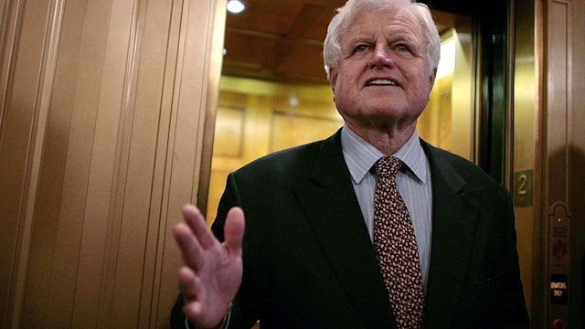 WASHINGTON - JANUARY 30: Senator Ted Kennedy (D-MA) talks with the news media after walking off the floor of the US Senate after a roll call vote to achieve cloture on the nomination of Judge Samuel Alito to the US Supreme Court passed 72 to 25 January 30, 2006 in Washington, DC. Kennedy had threatened to filibuster the cloture vote but failed to get the support he needed.