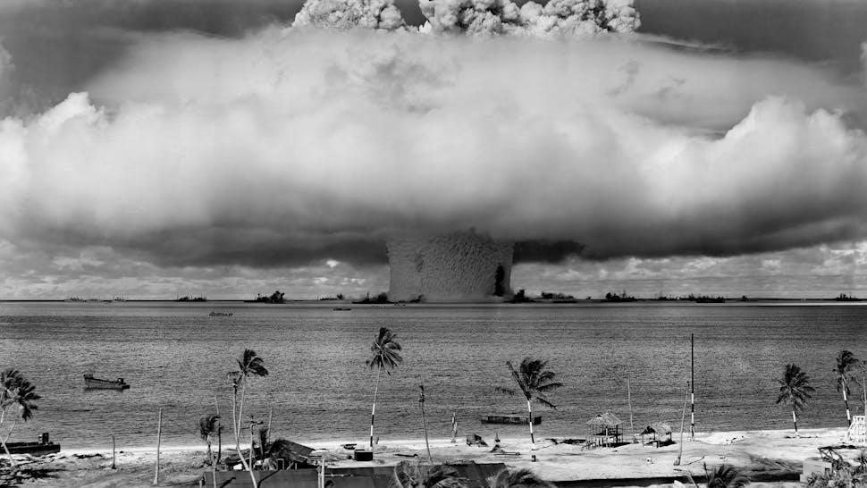 Nuclear Bomb A nuclear weapon test by the American military at Bikini Atoll, Micronesia.