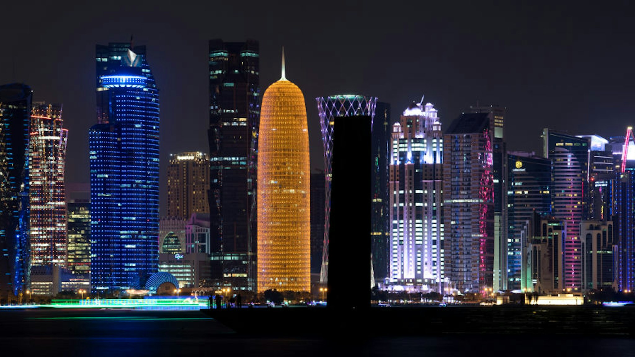 The skyline shines bright in the evening in Doha, Qatar, 05 January 2018. The FC Bayern Munich squad is prepared itself between 02 and 07 January in Qatar for the remainder of the Bundesliga's season.