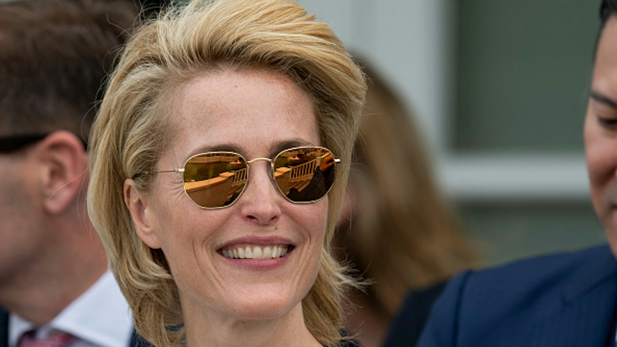 Gillian Anderson attends The Royal Windsor Cup Final at Guards Polo Club on June 23, 2019 in Egham, England.