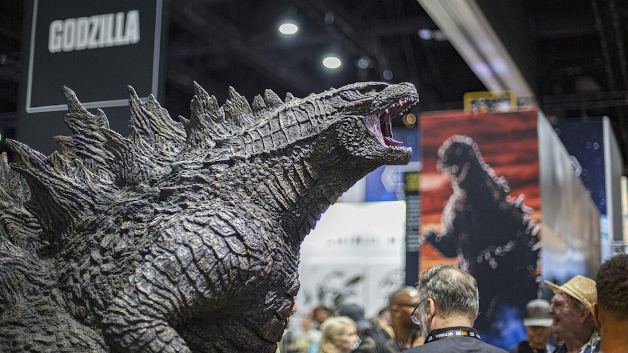 SAN DIEGO, CALIFORNIA - JULY 19: General view of the atmosphere at the Godzilla booth at 2019 Comic-Con International on July 19, 2019 in San Diego, California