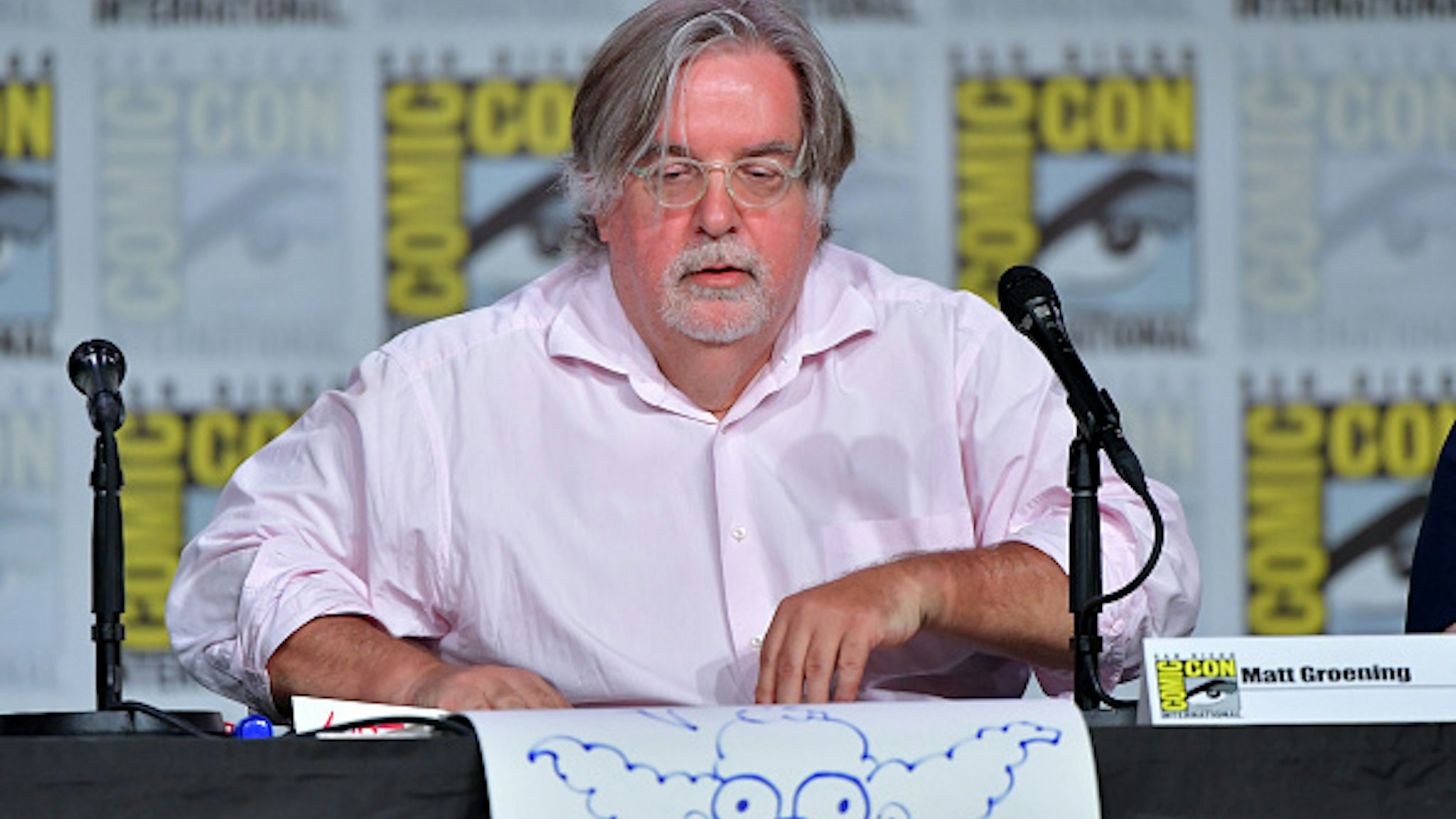Matt Groening speaks at "The Simpsons" Panel during 2019 Comic-Con International at San Diego Convention Center on July 20, 2019 in San Diego, California.