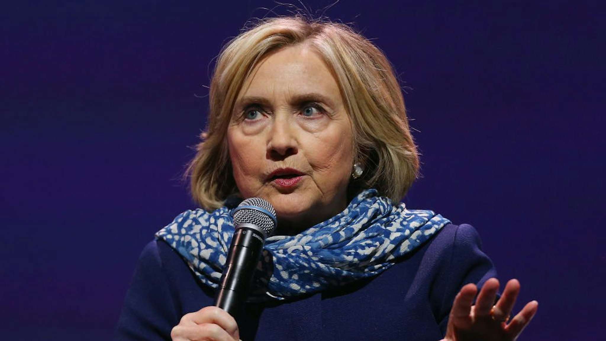 Hillary Clinton speaks during An Evening With Hillary Rodham Clinton at ICC Sydney on May 11, 2018 in Sydney, Australia.