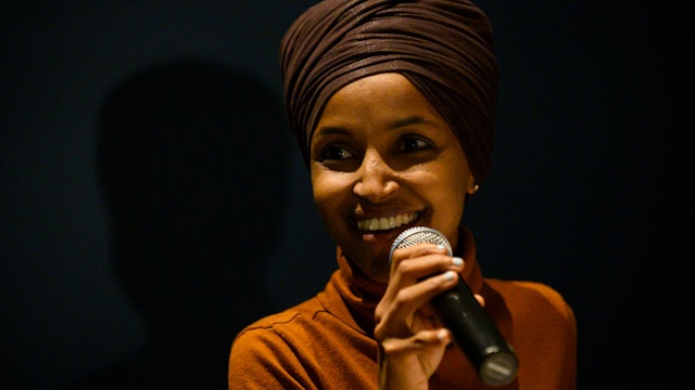 MINNEAPOLIS, MN - AUGUST 27: Rep. Ilhan Omar (D-MN) speaks during a community forum on immigration at the Colin Powell Center on August 27, 2019 in Minneapolis, Minnesota. Omar joined a panel to discuss immigration policy.