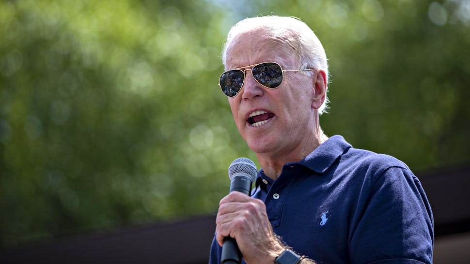 2020 Presidential Candidates Speak At Iowa State Fair Soapbox Former U.S. Vice President Joe Biden, 2020 Democratic presidential candidate, speaks at the Des Moines Register Political Soapbox during the Iowa State Fair in Des Moines, Iowa, U.S., on Thursday, Aug. 8, 2019. After speaking, the former vice president didn't explicitly call Trump a white supremacist, but said he tries to curry favor with them.