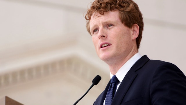 ARLINGTON, VA - JUNE 06: Joe Kennedy III speaks during a Remembrance and Celebration of the Life &amp; Enduring Legacy of Robert F. Kennedy event taking place at Arlington National Cemetery on June 6, 2018 in Arlington, Virginia.