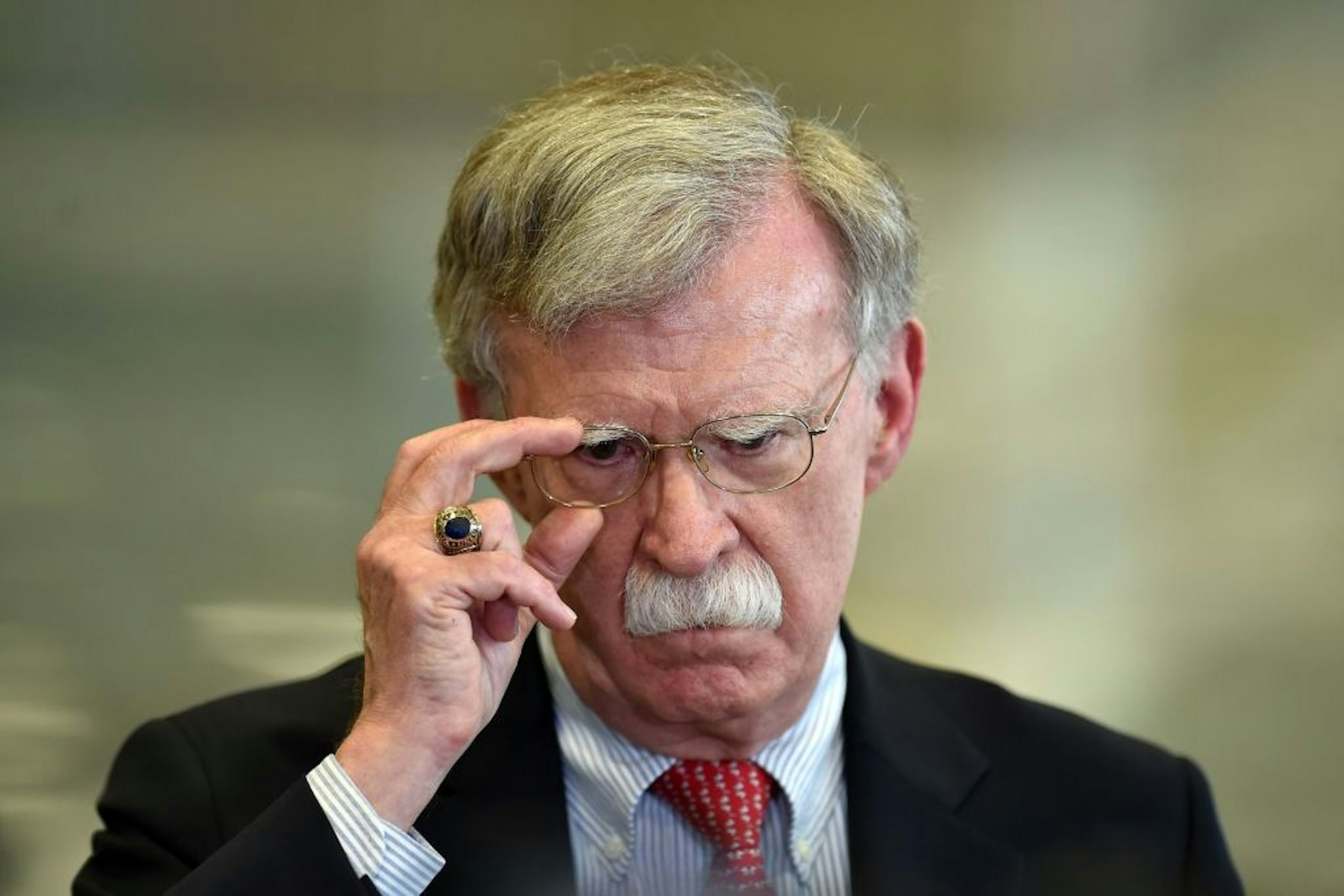 US National Security Advisor John Bolton answers journalists questions after his meeting with Belarus President in Minsk on August 29, 2019