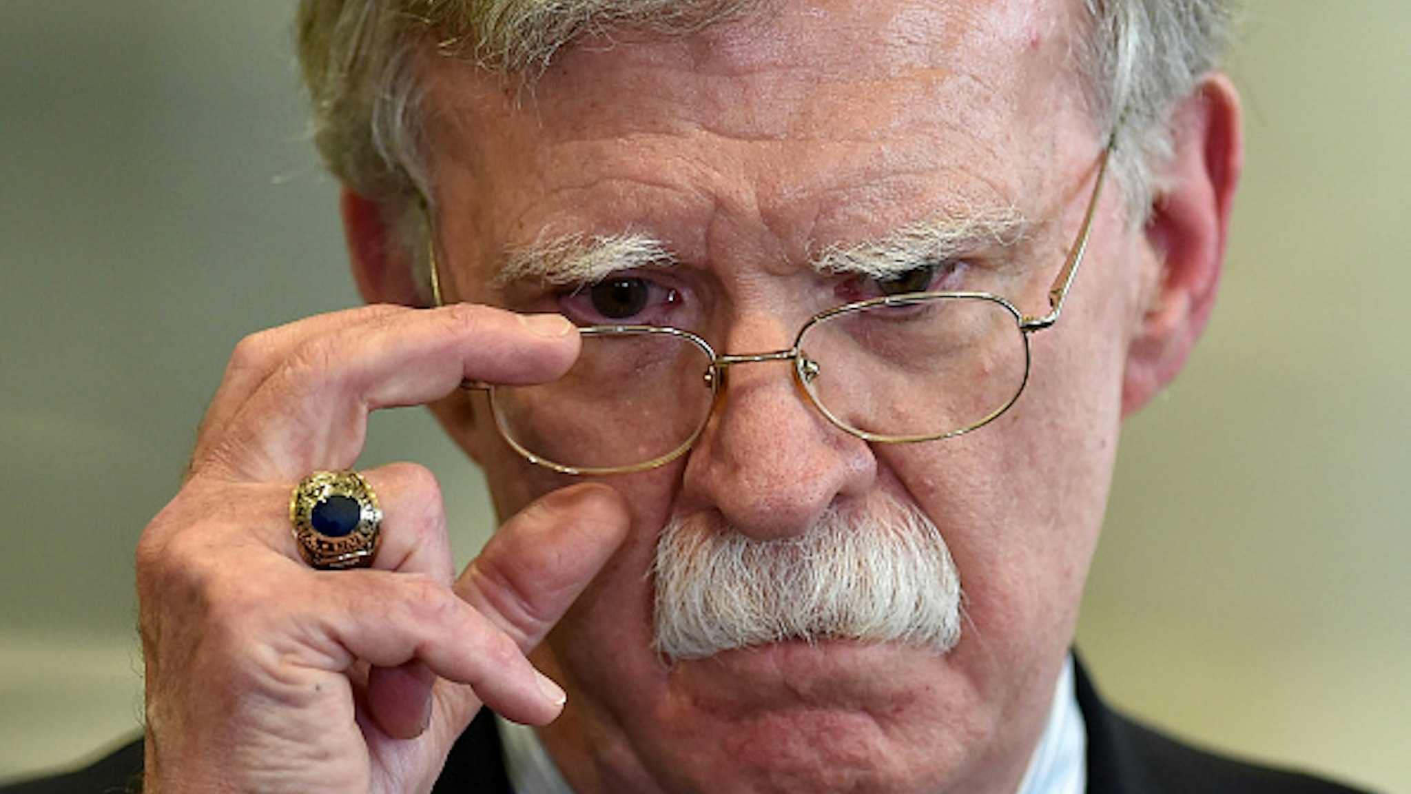 US National Security Advisor John Bolton answers journalists questions after his meeting with Belarus President in Minsk on August 29, 2019