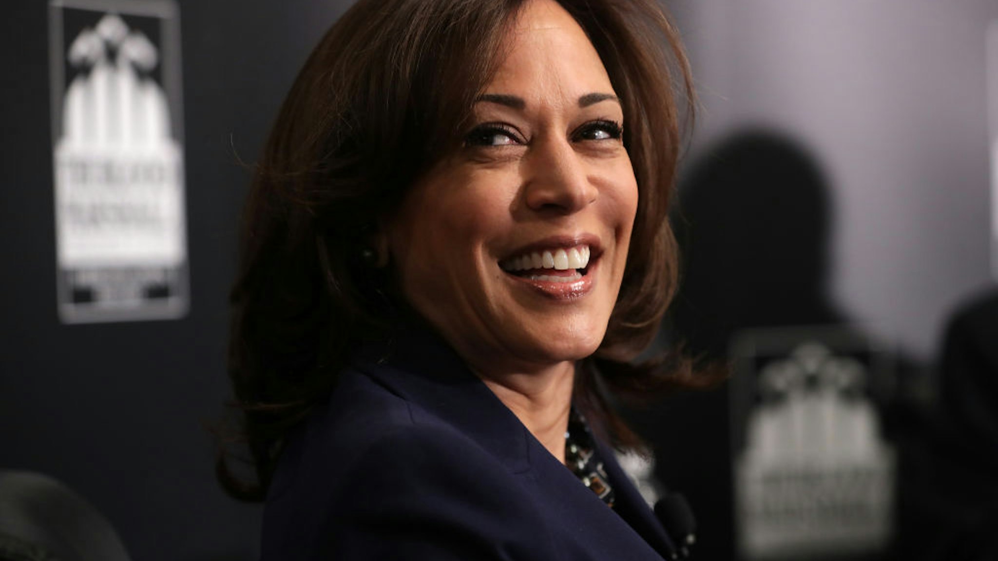 Kamala Harris participates in a interview and question-and-answer session with leaders from historically black colleges