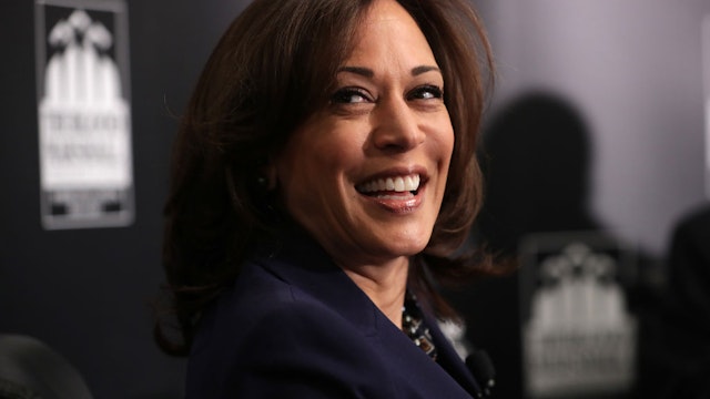 Kamala Harris participates in a interview and question-and-answer session with leaders from historically black colleges