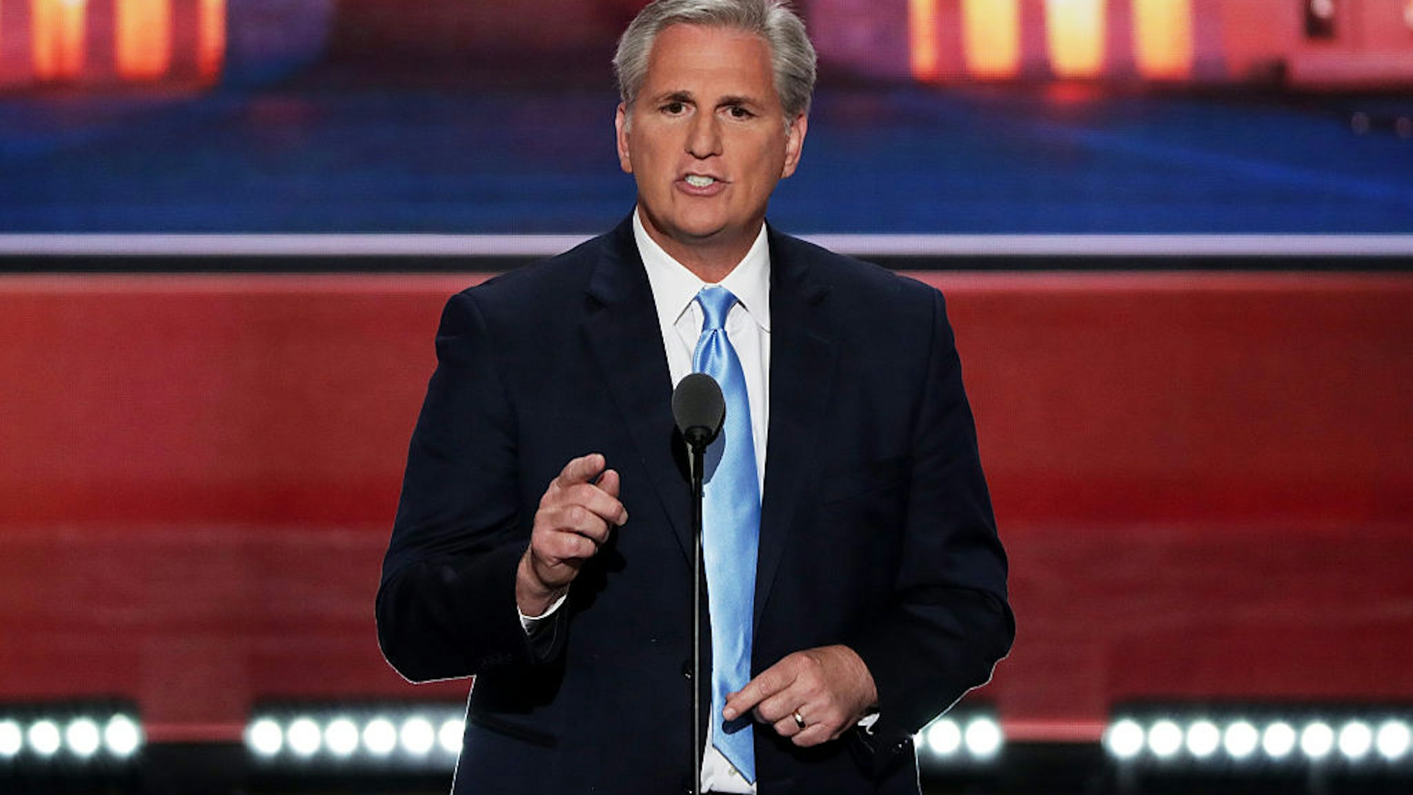 Kevin McCarthy (R-CA) delivers a speech on the second day of the Republican National Convention