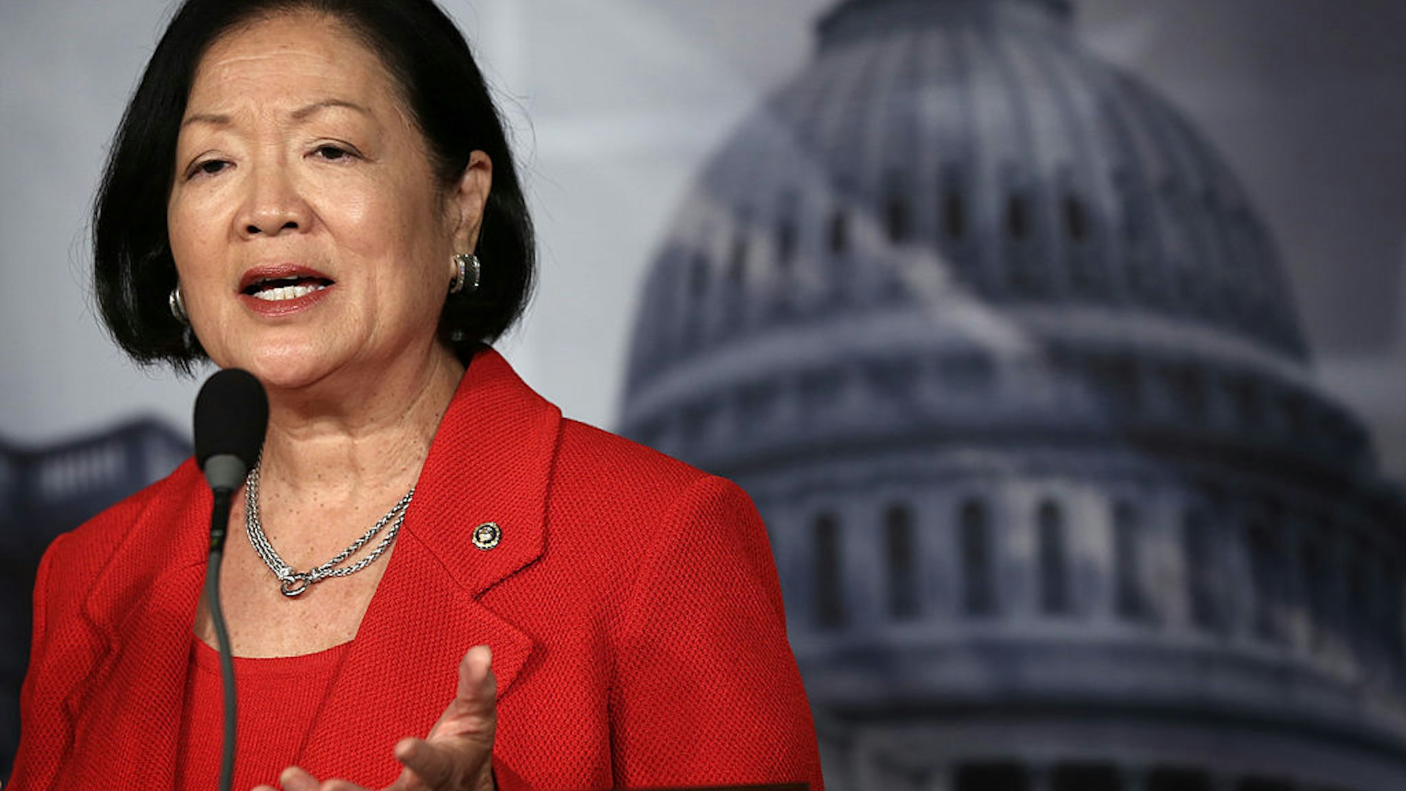 Mazie Hirono (D-HI) speaks during a news conference on debt ceiling increases