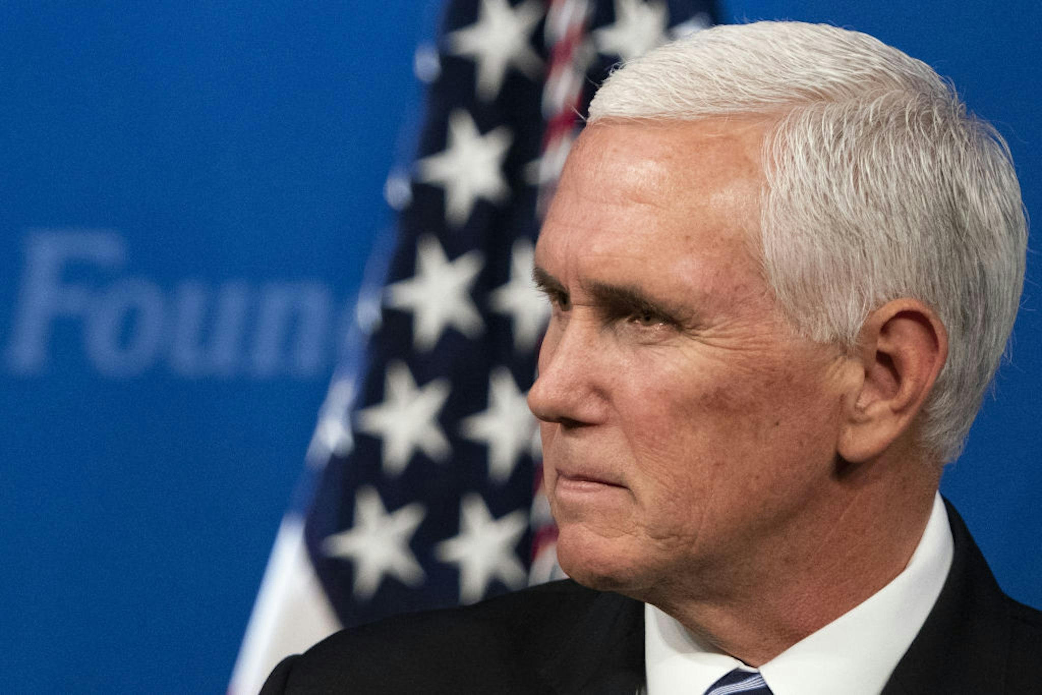 U.S. Vice President Mike Pence pauses while speaking during an event on USMCA trade policy at the Heritage Foundation in Washington, D.C., U.S., on Tuesday, Sept. 17, 2019.