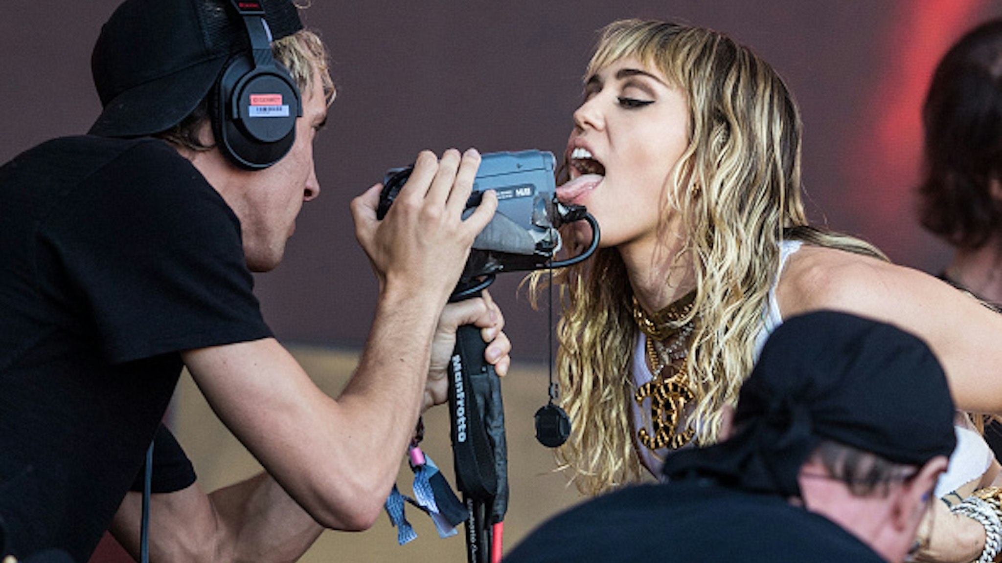 Miley Cyrus performs on the Pyramid stage on day five of Glastonbury Festival at Worthy Farm, Pilton on June 30, 2019 in Glastonbury, England.