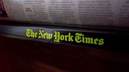 new_york_times_gi.jpg The New York Times logo is seen on a newspaper rack at a convenience store in Washington, DC, on August 6, 2019.