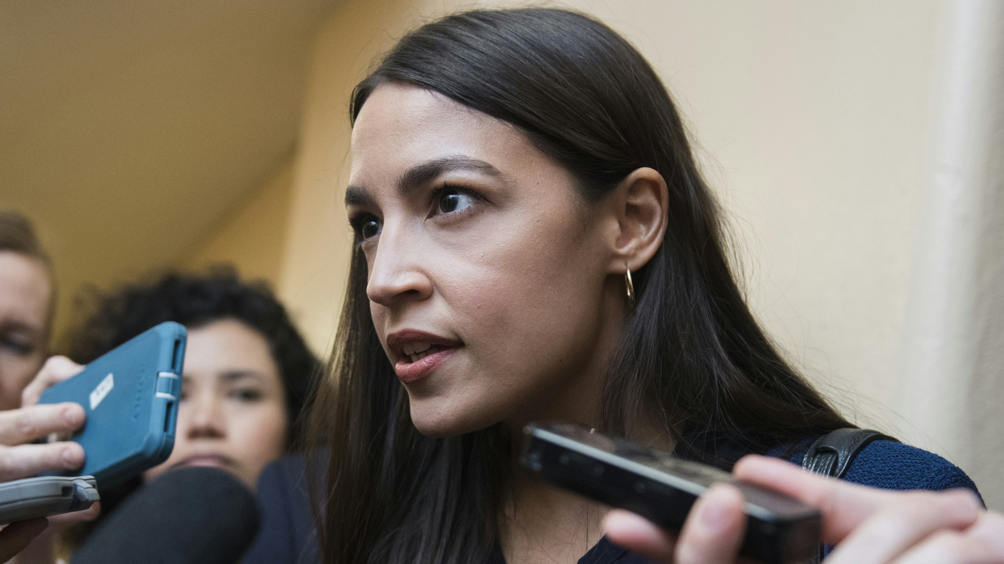 UNITED STATES - SEPTEMBER 10: Rep. Alexandria Ocasio-Cortez, D-N.Y., talks with reporters after a meeting of the House Democratic Caucus on Tuesday, September 10, 2019.