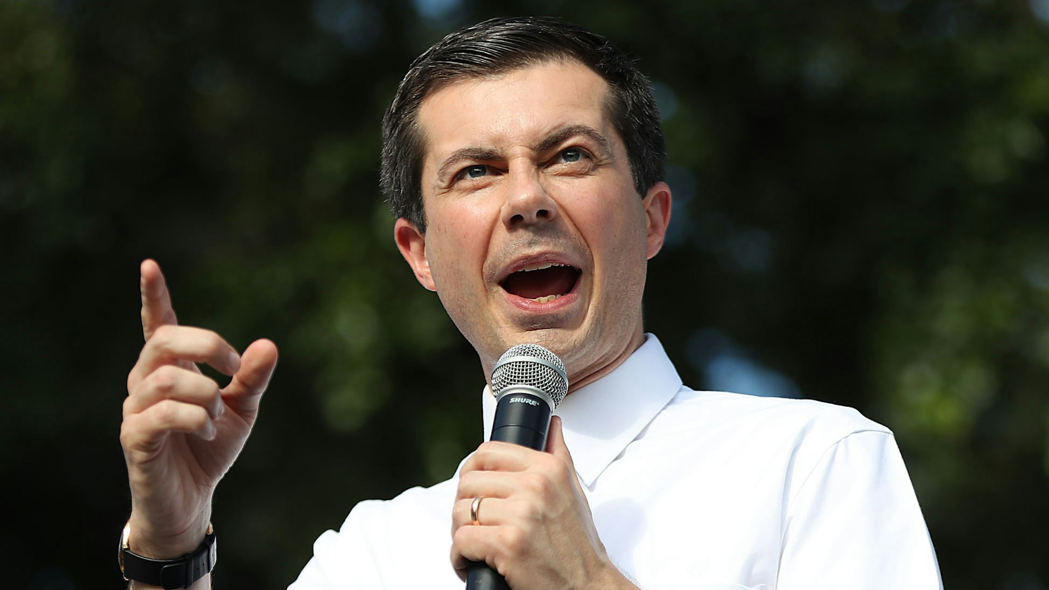 MIAMI, FLORIDA - MAY 20: Democratic presidential candidate and South Bend, Indiana Mayor Pete Buttigieg speaks during a grassroots fundraiser at the Wynwood Walls on May 20, 2019 in Miami, Florida. Buttigieg is one of more than 20 candidates seeking the Democratic nomination for president.