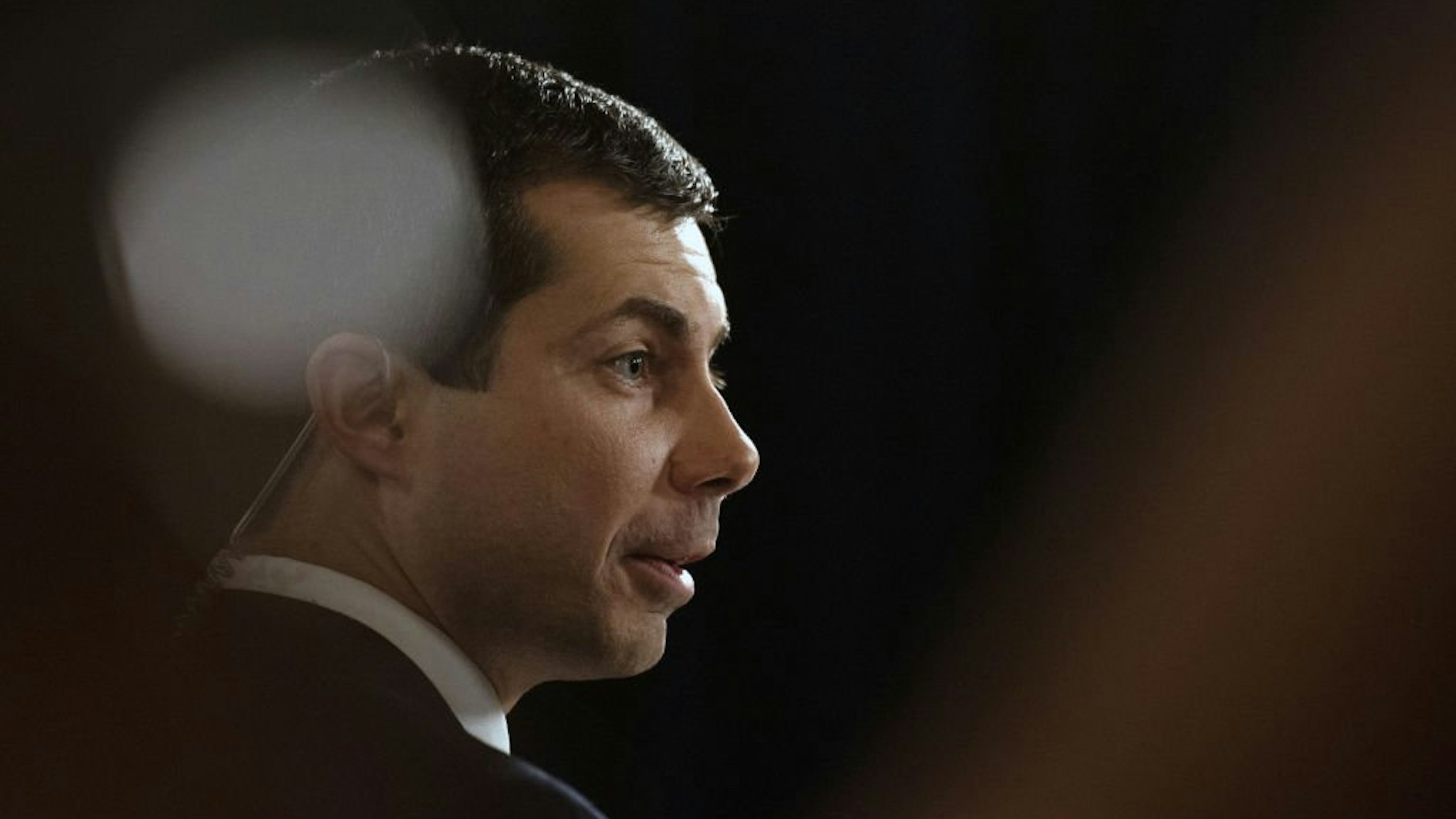 Pete Buttigieg, mayor of South Bend and 2020 presidential candidate, speaks with members of the media following the Democratic presidential candidate debate in Houston, Texas, U.S., on Thursday, Sept. 12, 2019.