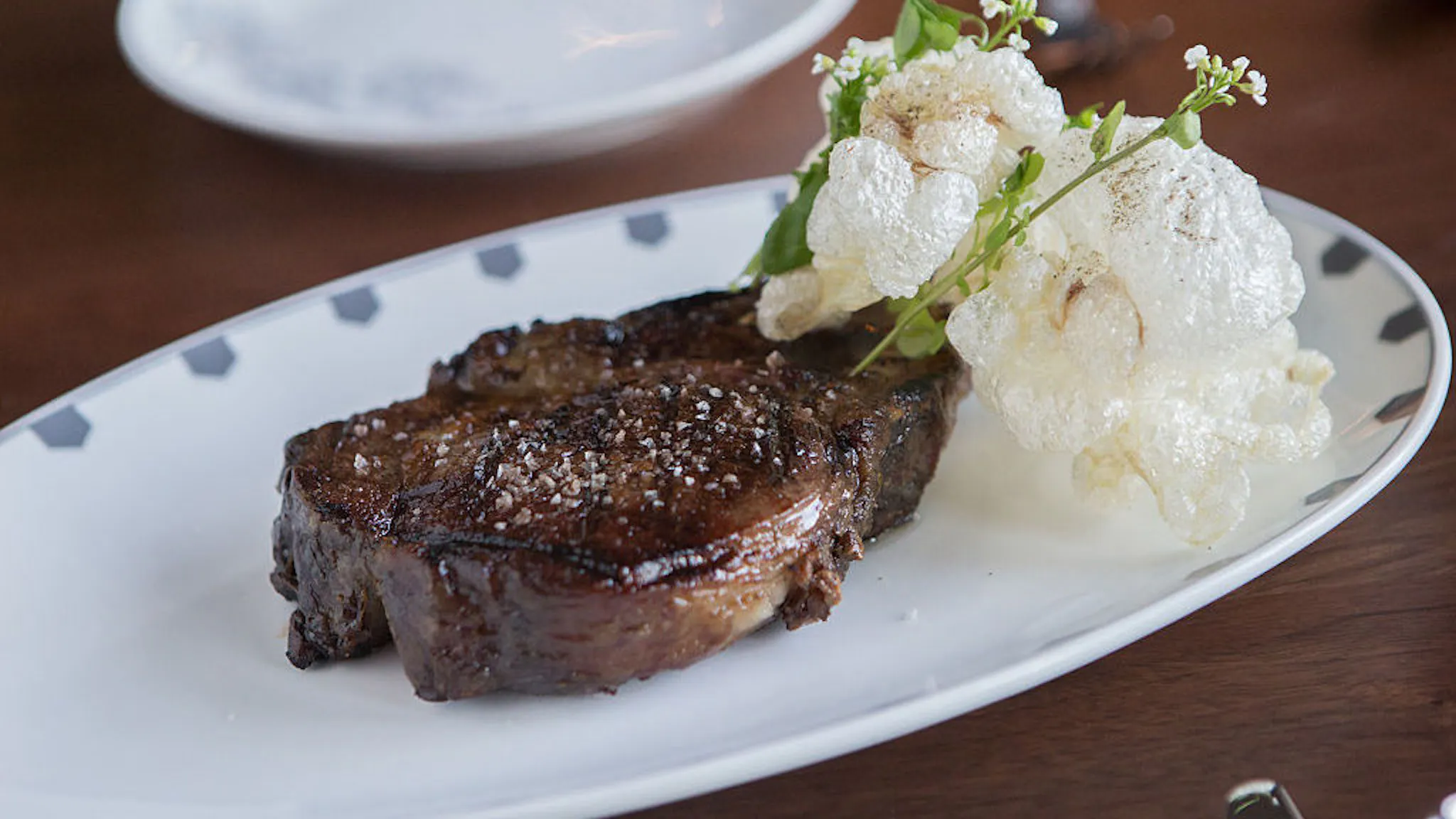 Steak Dry-aged ribeye with fried tendon at Voltaggio Brothers Steak House in the MGM Casino on Oxon Hill, Maryland on December 10, 2016